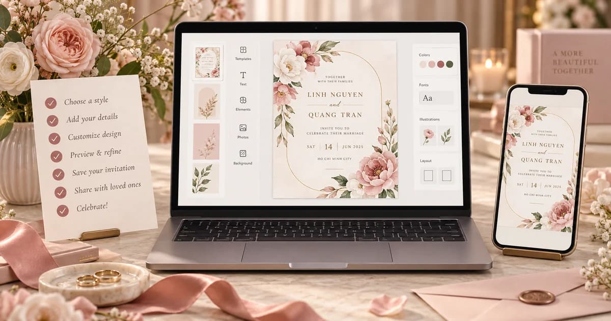 Hướng dẫn tạo thiệp cưới online đẹp, đầy đủ trong 7 bước