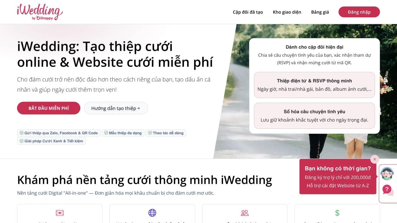 Trang chủ iWedding — nền tảng tạo thiệp cưới online