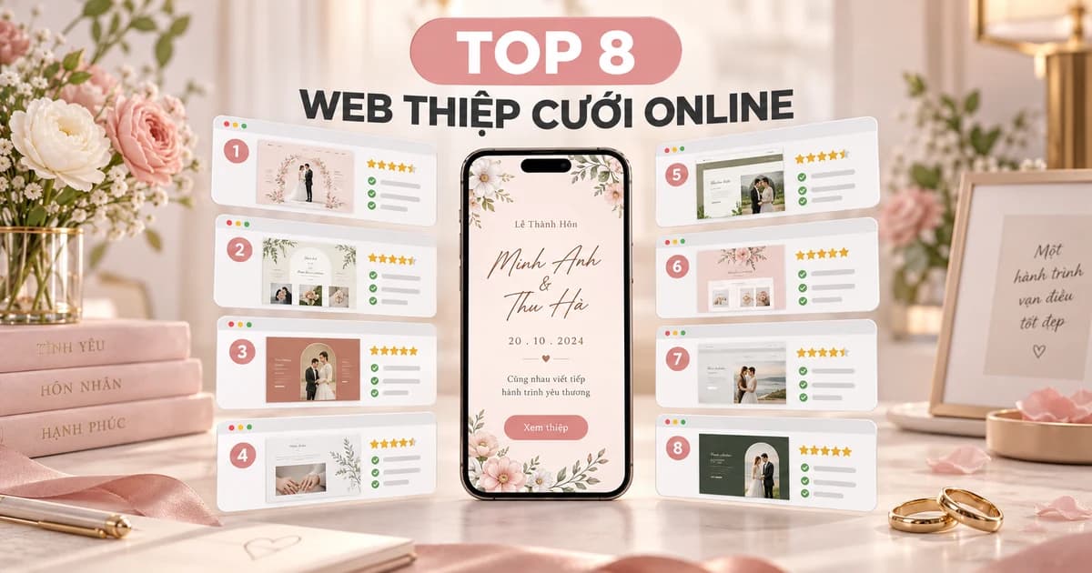Top 8 web tạo thiệp cưới online 2026: nhiều mẫu, dễ chỉnh sửa